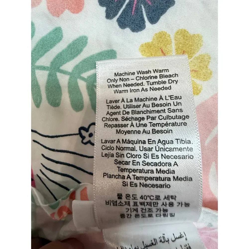 Pottery Barn Kids Sasha's Garden Twin Flat Sheet Organic Cotton Botanical Animal